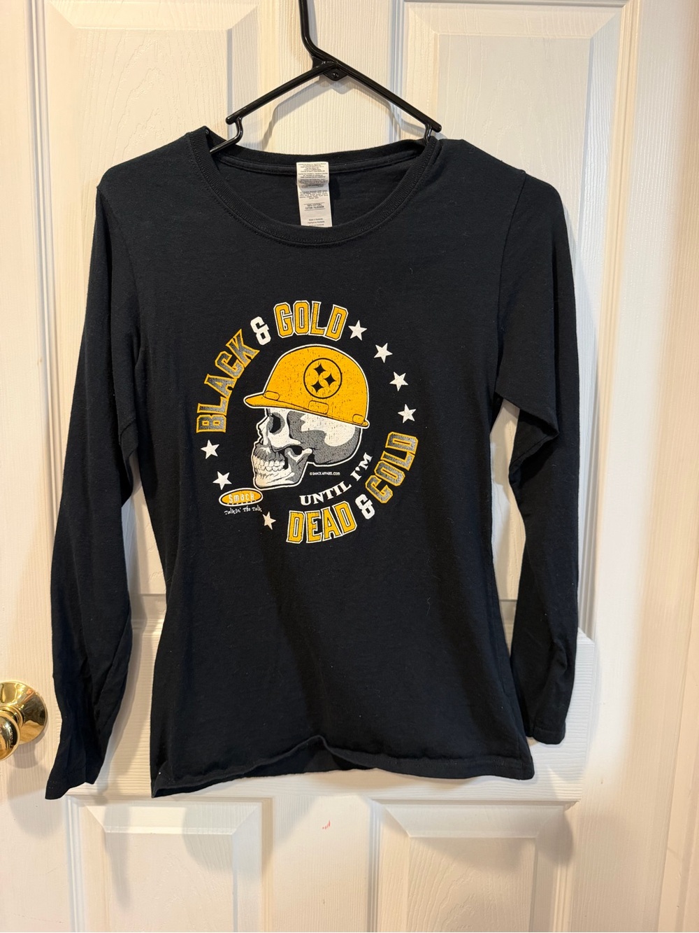 Pittsburgh Steelers Black & Gold “Dead & Gold” Long Sleeve Shirt Size Small